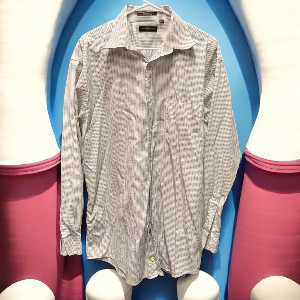Joseph Abboud Gray Striped Dress Shirt 17 - 34/35